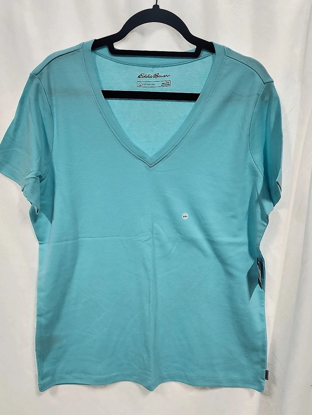 Eddie Bauer Fav Short-Sleeve V-Neck T-Shirt Blue 2XL NWT
